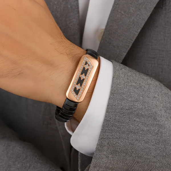 Men_S_Black_Ceramic_Stainless_Steel_Arrow_Design__Bracelet__gold_Stainless_steel