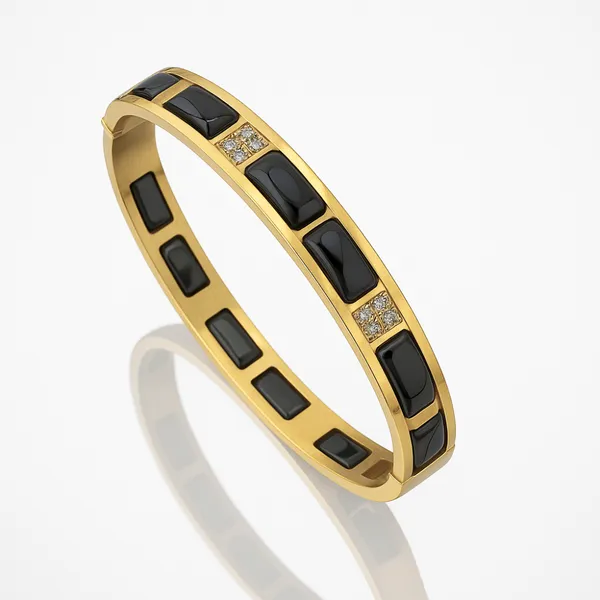 Gold_Black_Stainless_Steel_Ceramic_Diamond_Bracelet_For_Men