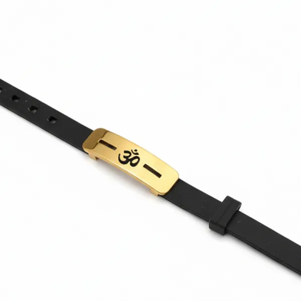 Om_Black_Line_Silicon_Men_S_Gold_Bracelet__Bracelet__gold_black_Stainless_steel