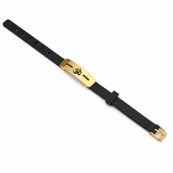 Om_Black_Line_Silicon_Men_S_Gold_Bracelet__Bracelet__gold_black_Stainless_steel