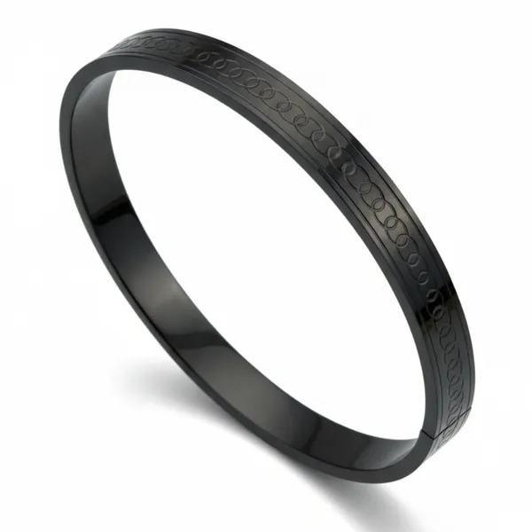 Circle_Touch_Bracelet_For_Men_7_Inch_Black_Bracelet__Black_Stainless_steel