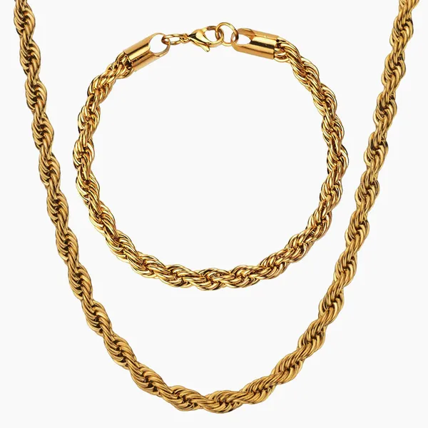 Gold_Plated_Rope_Chain_Bracelet_Combo_For_Men__Bracelet__gold_Stainless_steel