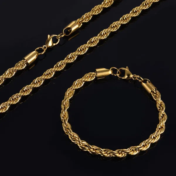 Gold_Plated_Rope_Chain_Bracelet_Combo_For_Men__Bracelet__gold_Stainless_steel