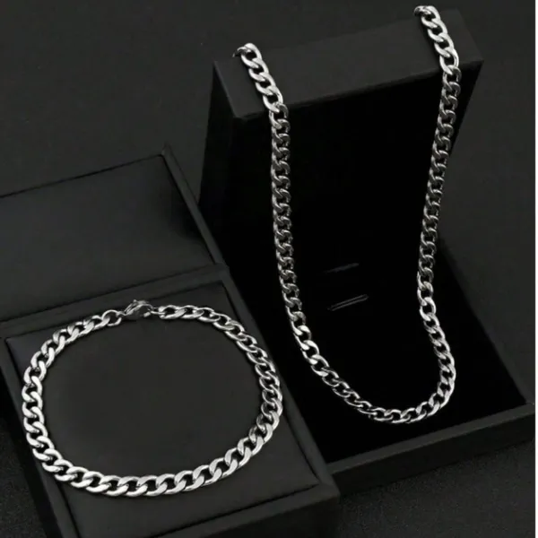 Silver_Stainless_Steel_Curb_Chain_Bracelet_Combo_For_Men__Bracelet__silver_Stainless_steel
