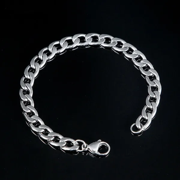 Classic_Curb_Link_Bracelet_Bar_Pendant_Chain_Combo_For_Men__Bracelet__silver_Stainless_steel
