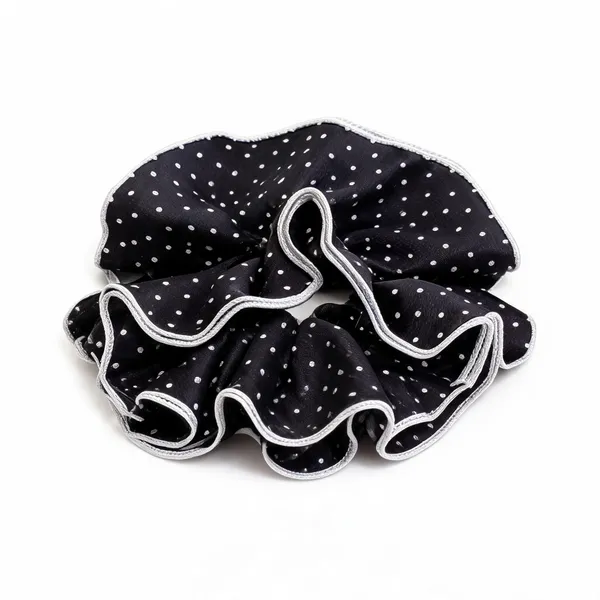 Black_Silk_Polka_Dot_Scrunchie_For_Women