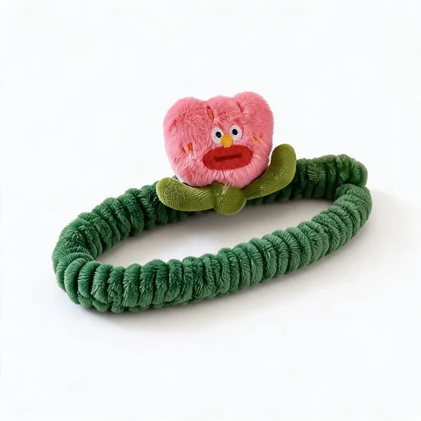 Green_Plastic_Tulip_Plush_Stretchable_Elastic_Hairband_For_Women
