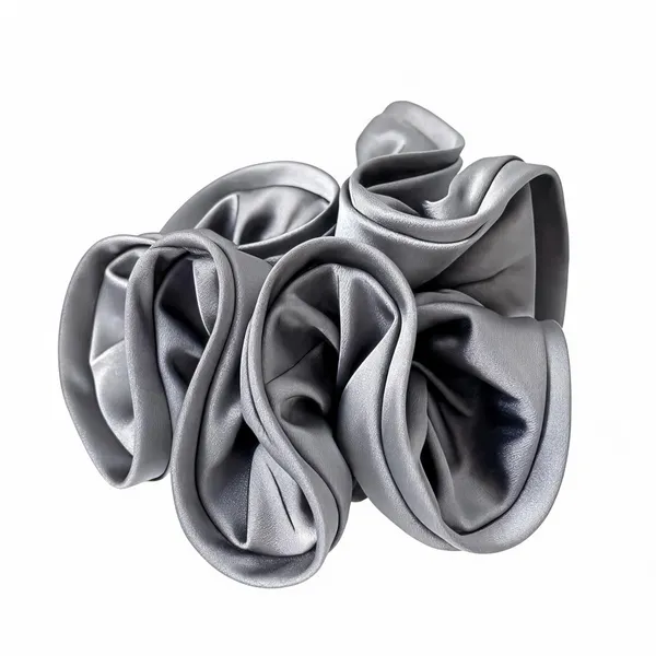 Grey_Silk_Satin_Scrunchie_For_Women