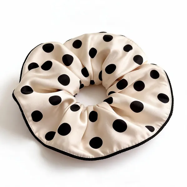 White_Silk_Satin_Jumbo_Polka_Dot_Scrunchie_For_Women