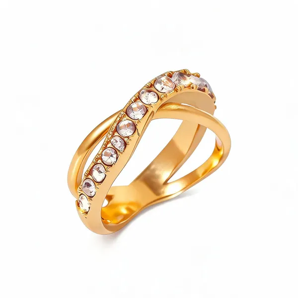 Gold_Stainless_Steel_Crystal_Crisscross_Band_Ring_For_Women