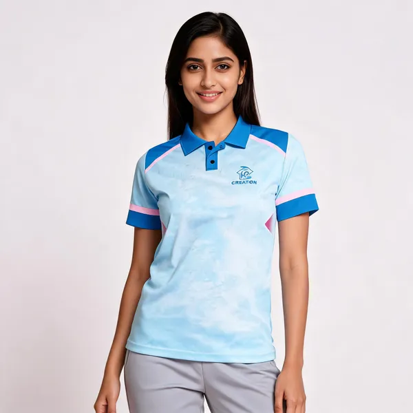 Light_Blue_Contrast_Trim_Sports_Polo_T-Shirt_For_Unisex