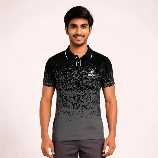 Black_Grey_Polyester_Regular_Fit_Polo_T-Shirt_For_Unisex