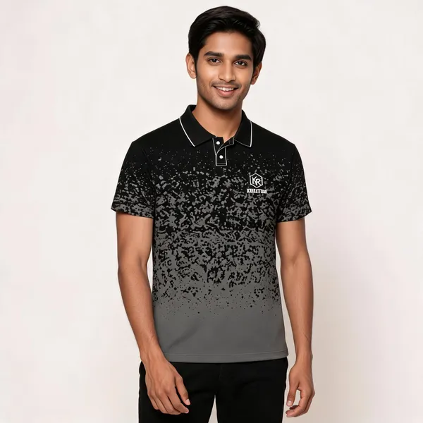 Black_Grey_Polyester_Regular_Fit_Polo_T-Shirt_For_Unisex