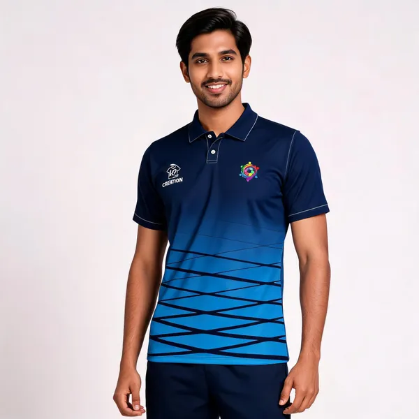 Navy_Geometric_Stripe_Sports_Polo_T-Shirt_For_Unisex