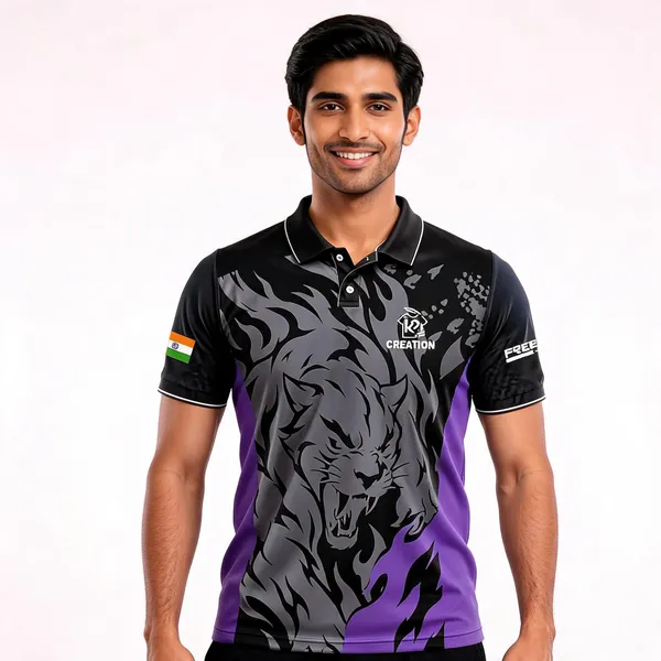 Black_Printed_Sports_Polo_T-Shirt_For_Unisex