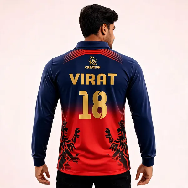 Navy_Red_Colour-Block_Long_Sleeve_Cricket_Jersey_For_Unisex