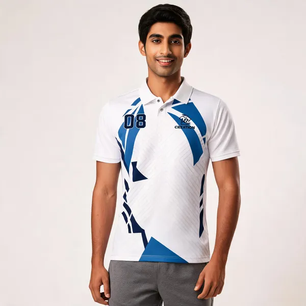 White_Blue_Geometric_Sports_Polo_T-Shirt_For_Unisex