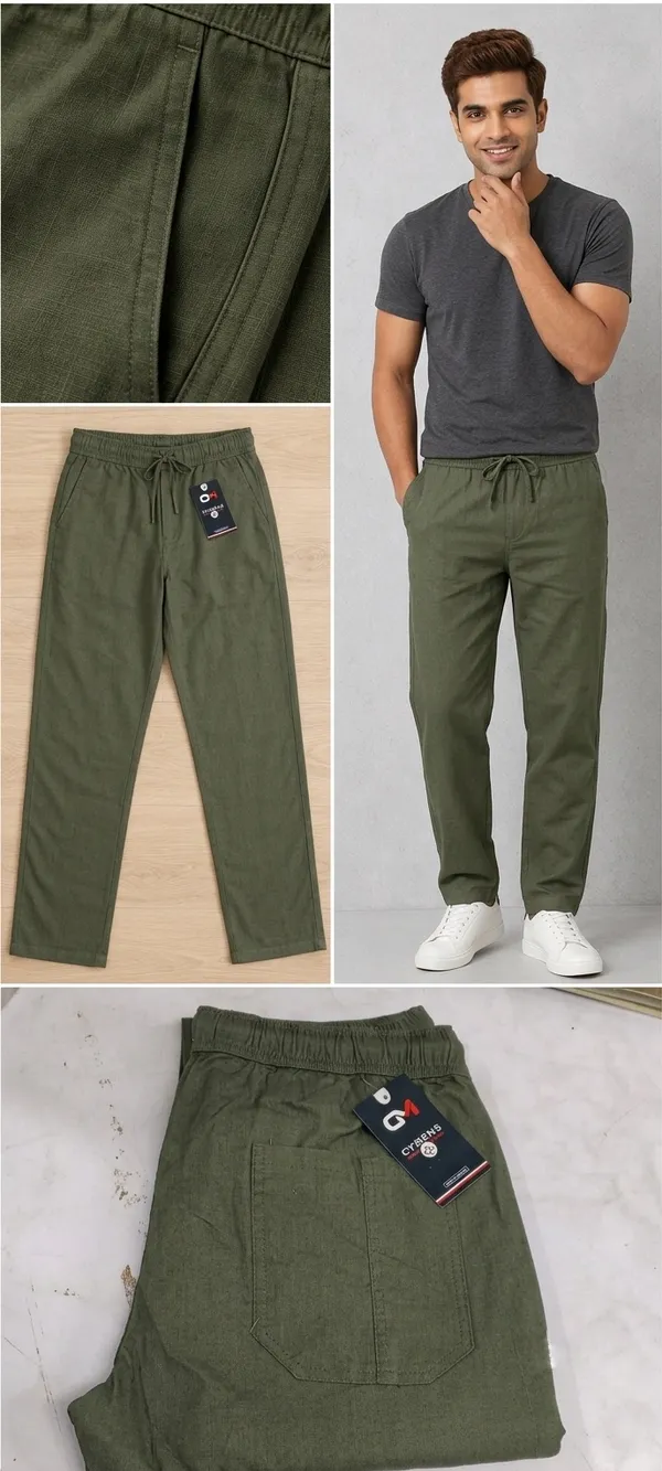 Olive_Green_Linen_Casual_Trousers_For_Men