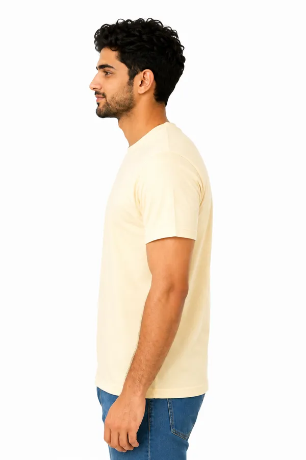 Butter_Yellow_Cotton_Regular_Fit_Crew_Neck_T-Shirt_For_Men
