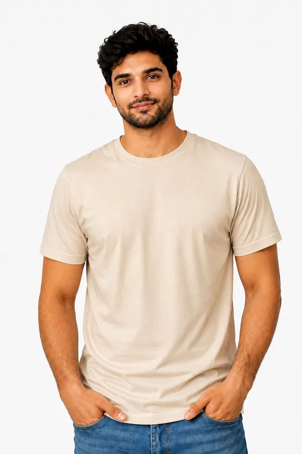 Beige_Cotton_Regular_Fit_Crew_Neck_T-Shirt_For_Men