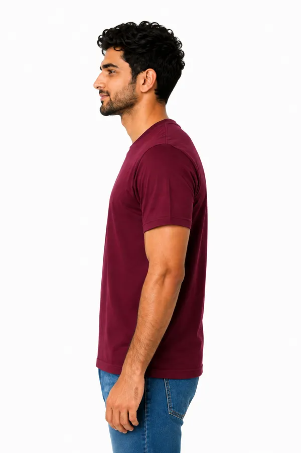 Wine_Maroon_Cotton_Regular_Fit_Crew_Neck_T-Shirt_For_Men