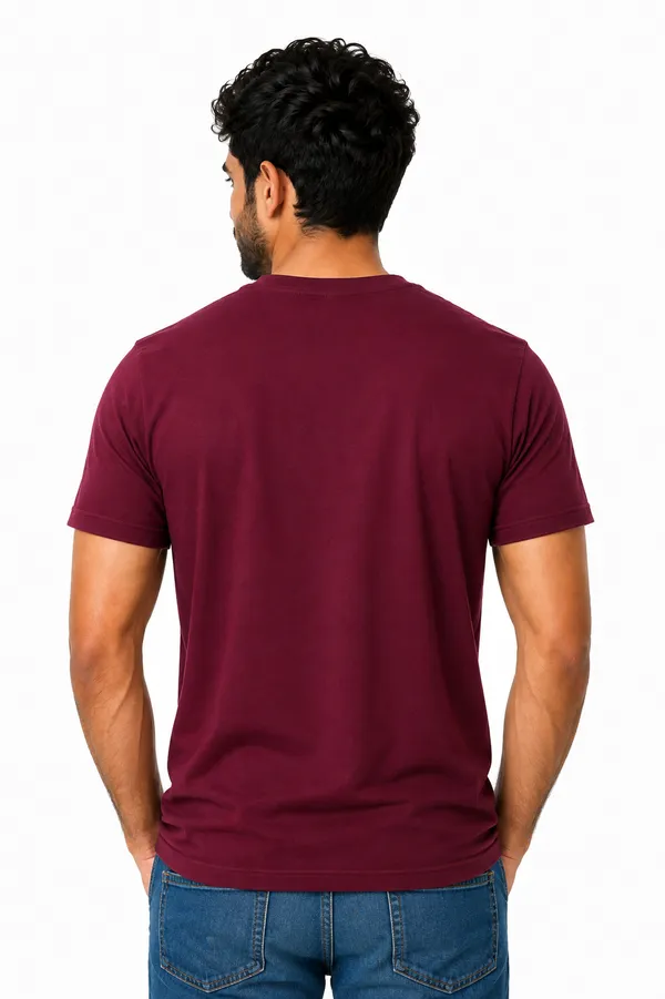 Wine_Maroon_Cotton_Regular_Fit_Crew_Neck_T-Shirt_For_Men