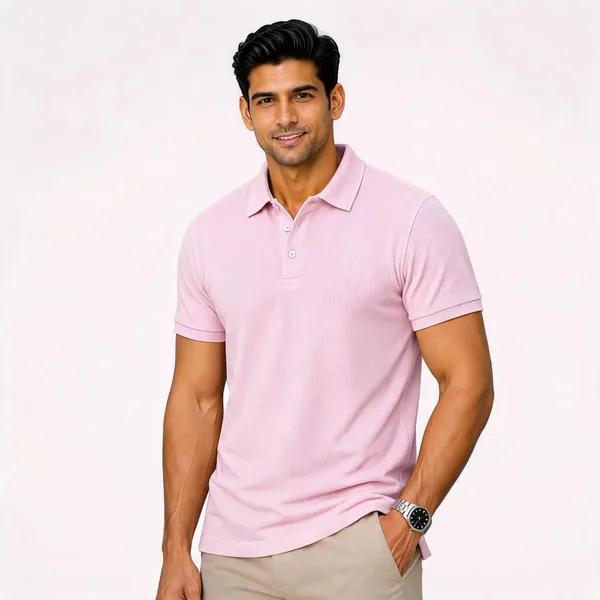 Pink_Poly-Cotton_Regular_Fit_Polo_T-Shirt_For_Men