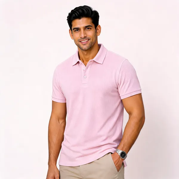 Pink_Poly-Cotton_Regular_Fit_Polo_T-Shirt_For_Men