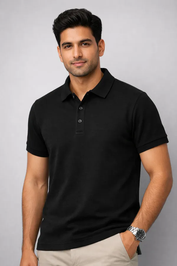 Black_Poly-Cotton_Regular_Fit_Polo_T-Shirt_For_Men