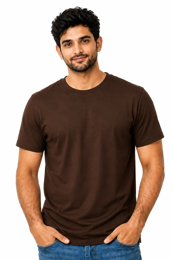 Brown_Cotton_Regular_Fit_Crew_Neck_T-Shirt_For_Men