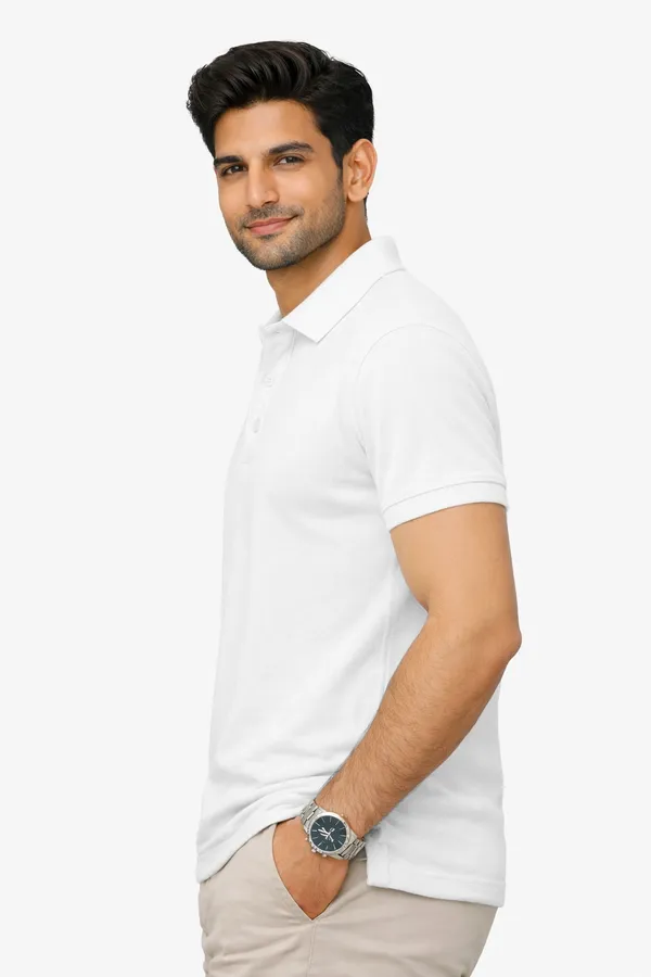 White_Poly-Cotton_Regular_Fit_Polo_T-Shirt_For_Men