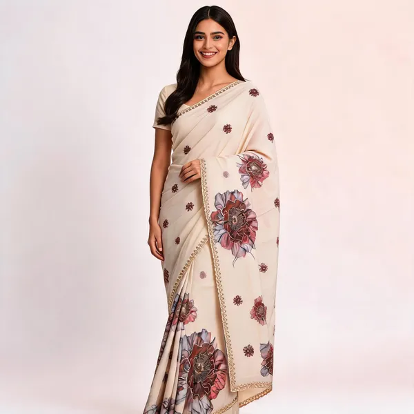 Cream_Fandy_Saree_For_Women