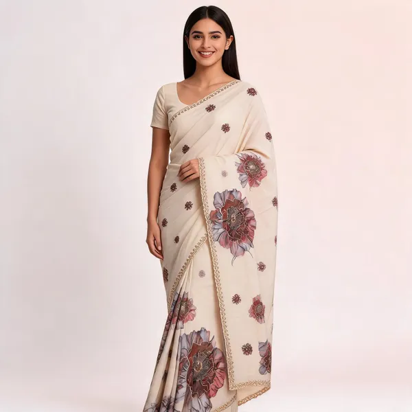 Cream_Fandy_Saree_For_Women