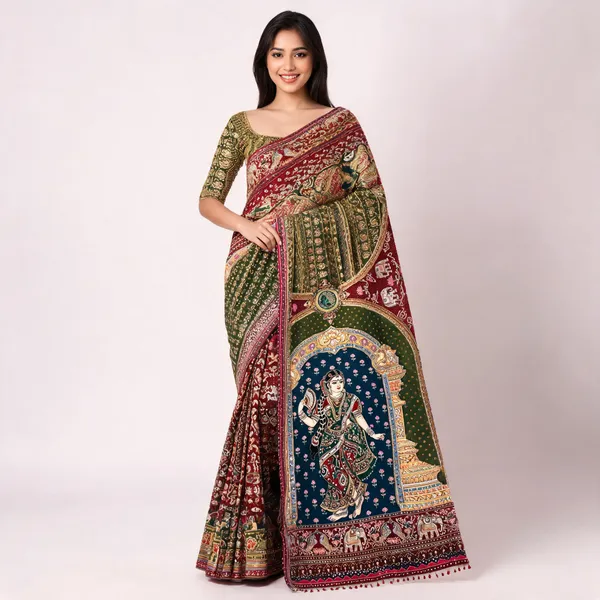 Multicolor_Chinon_Saree_For_Women