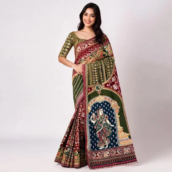 Multicolor_Chinon_Saree_For_Women
