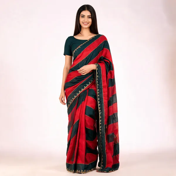 Red_&_Black_Fandy_Saree_For_Women