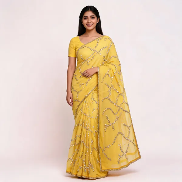 Yellow_Chiffon_Saree_For_Women