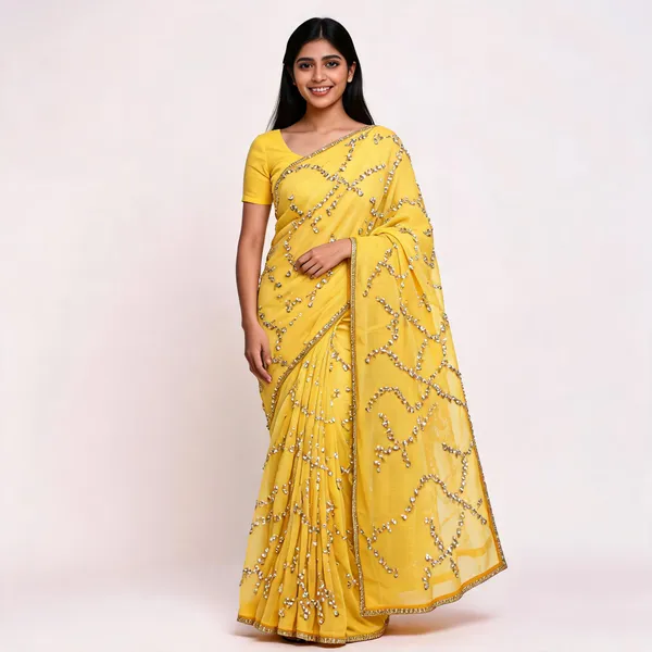 Yellow_Chiffon_Saree_For_Women
