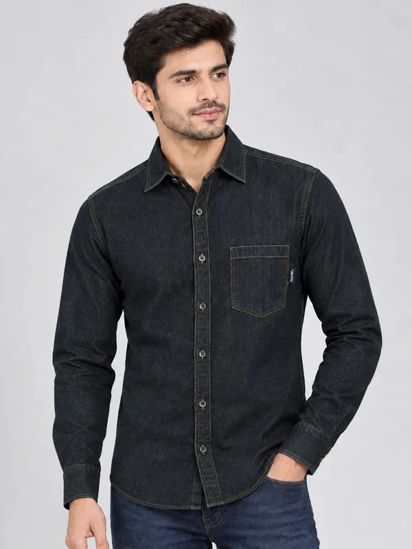 Black_Denim_Regular_Fit_Shirt_For_Men