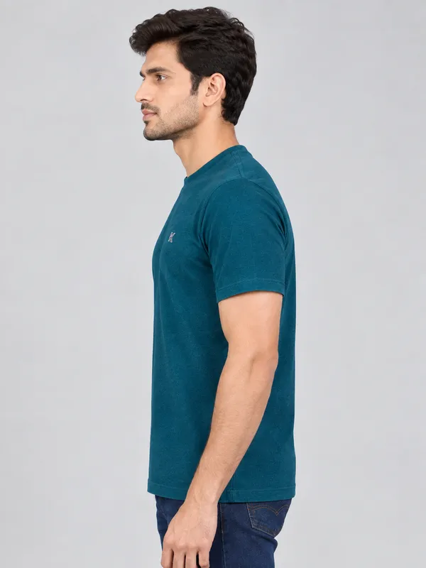 Teal_Regular_Fit_Crew_Neck_T_Shirt_For_Men