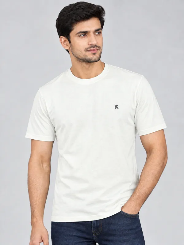 White_Regular_Fit_Crew_Neck_T_Shirt_For_Men