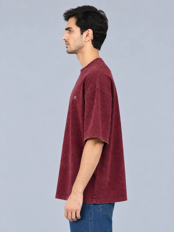 Maroon_Relaxed_Fit_Crew_Neck_T_Shirt_For_Men