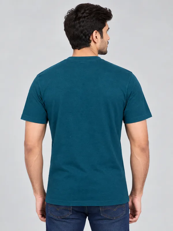 Teal_Regular_Fit_Crew_Neck_T_Shirt_For_Men