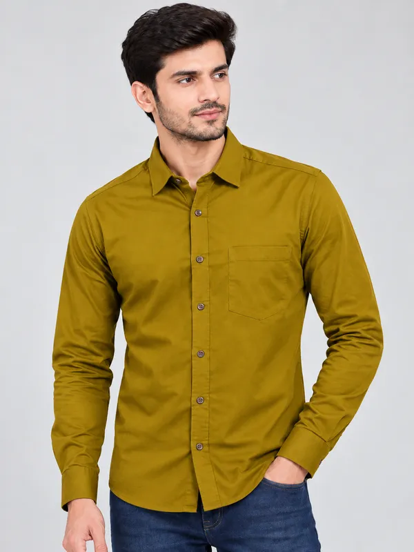 Mustard_Full_Sleeve_Casual_Shirt_For_Men