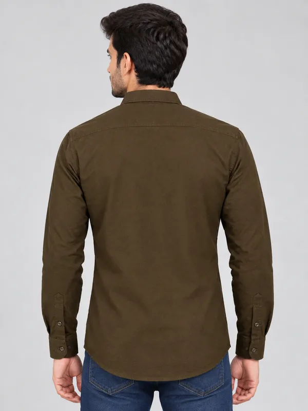 Olive_Full_Sleeve_Button_Down_Shirt_For_Men