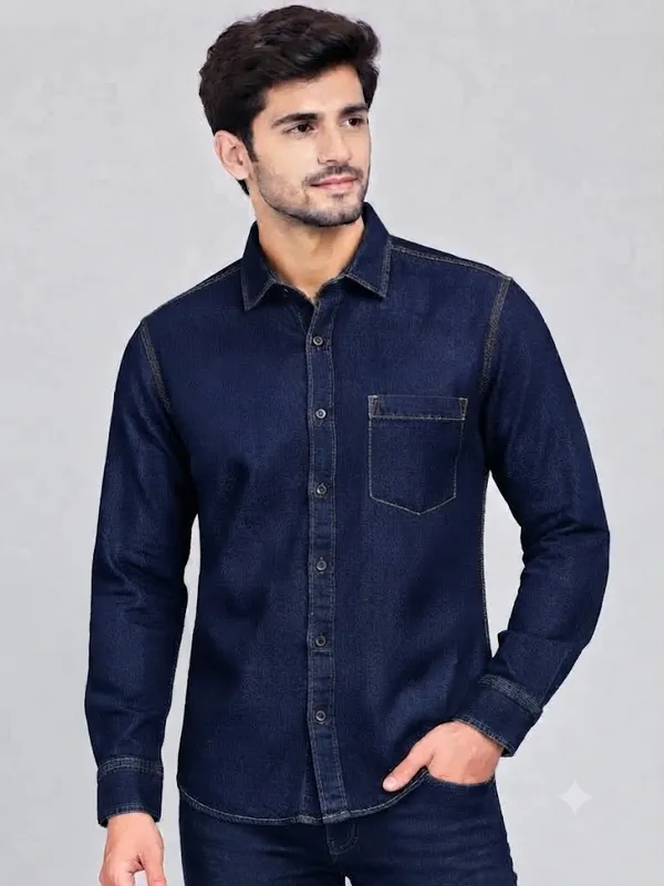 Blue_Denim_Casual_Shirt_For_Men
