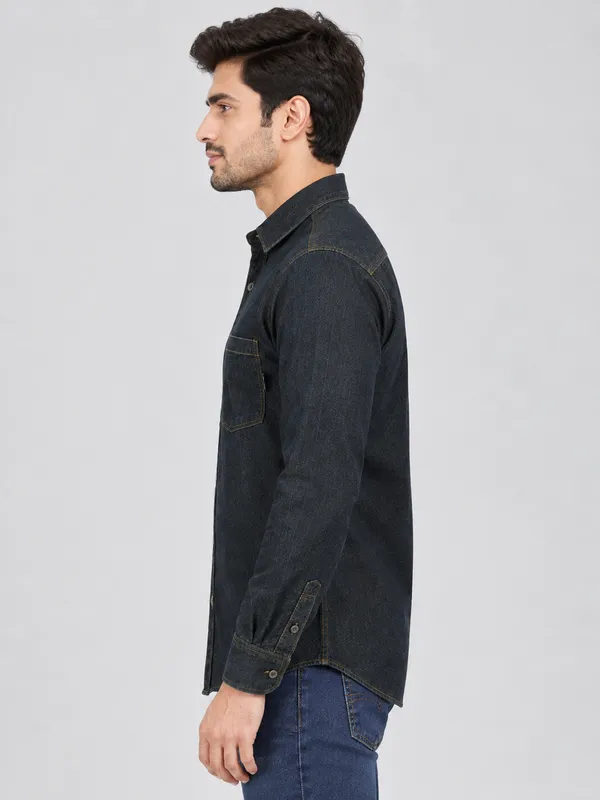 Black_Denim_Regular_Fit_Shirt_For_Men