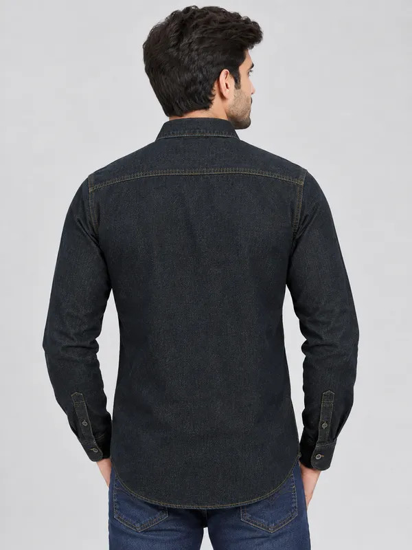 Black_Denim_Regular_Fit_Shirt_For_Men