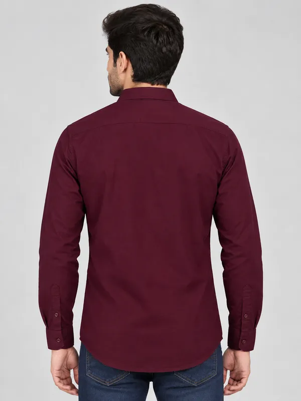 Maroon_Solid_Full_Sleeve_Shirt_For_Men