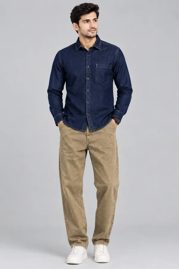 Brown_Denim_Regular_Fit_Shirt_For_Men